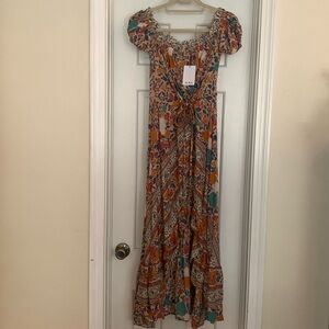 AURA The Label Bohemian Off-Shoulder Midi Dress L